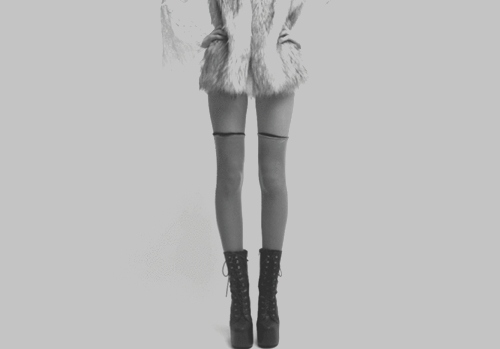 black and white, boots, coat, fashion, fur