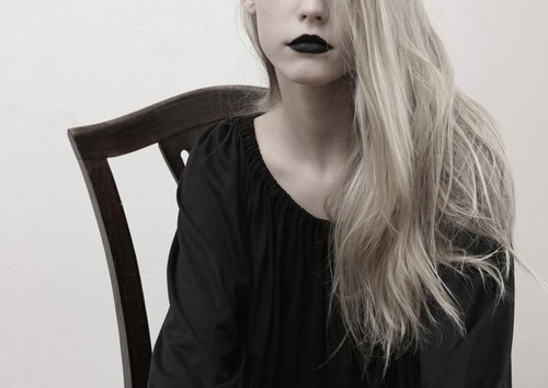 black, black lipstick and blond