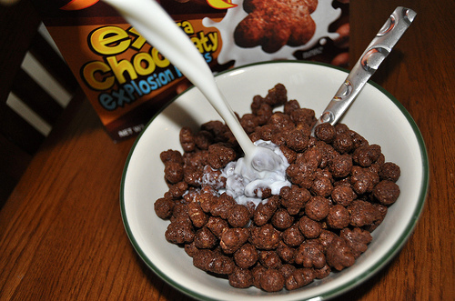 cereal, chocolate and cocoa puffs