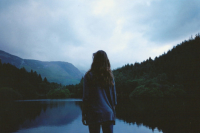forest,  girl and  lake