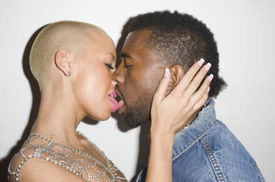 amber rose,  couple and  french kiss