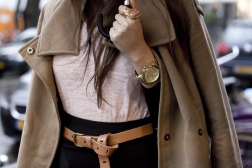 belt, brunette and coat