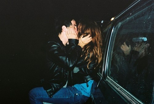 car, couple and kiss