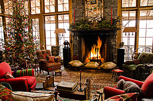 christmas, fireplace and living room