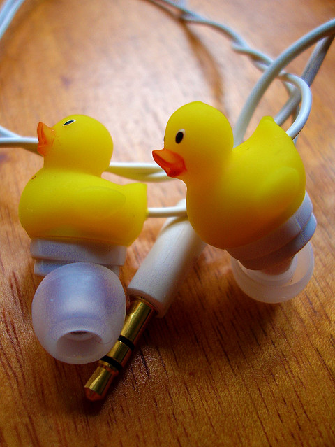 cute, duck and earphones