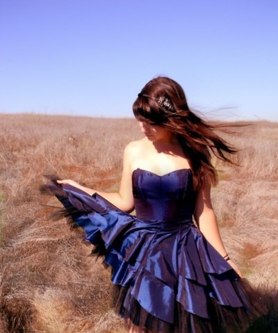 dress, field and girl