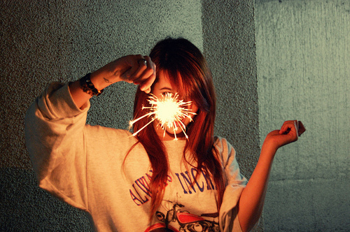 firework, girl and hair