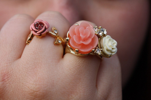flowers, rings and rose