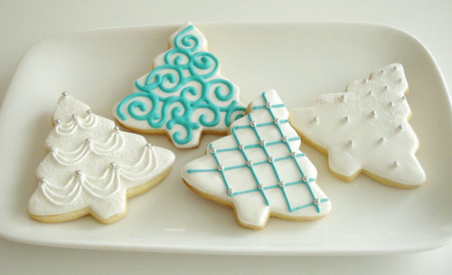 beads, blue icing, christmas cookies , christmas tree, cookies