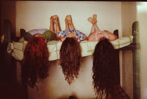 bunk bed, girls and hair