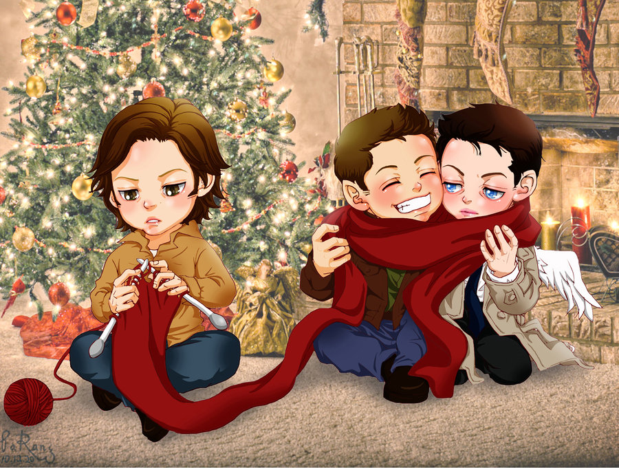 castiel, christmas and dean winchester