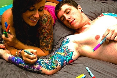 Couple Cute Friends Hair Piercing Tattoo Inspiring Picture On