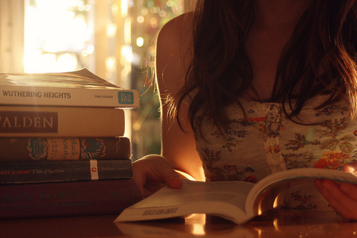 book, books and floral print