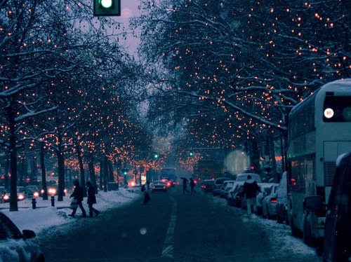 lights, people and snow