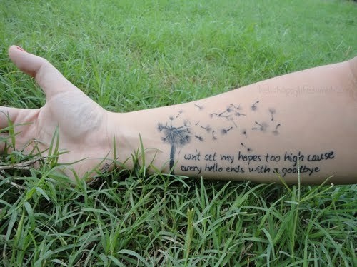 arm, dandelion and ink