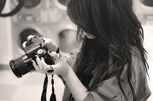beautiful, black and white, camera, cute, fashion