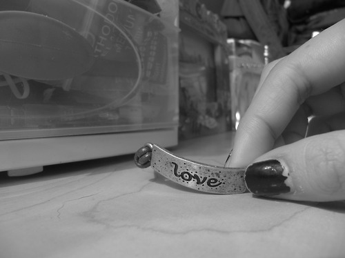black and white, bracelet and love