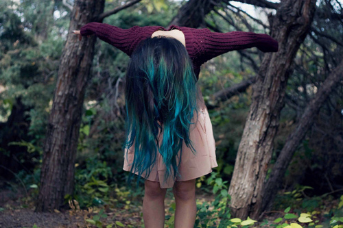 blue, dip dye and green