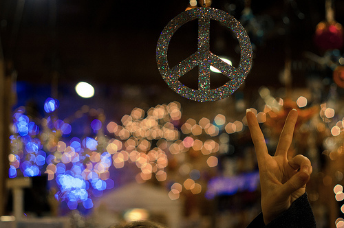 hands, lights and peace