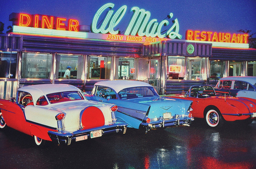 1950, cars and diner