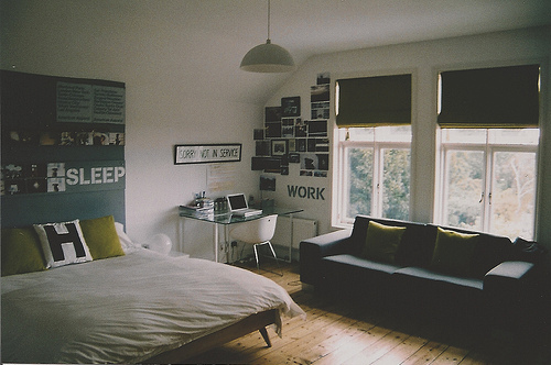 bed, bedroom, couch, design, desk, hipster, room, sleep, vintage ...