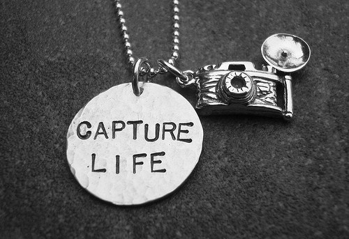 black and white, camera and key chain