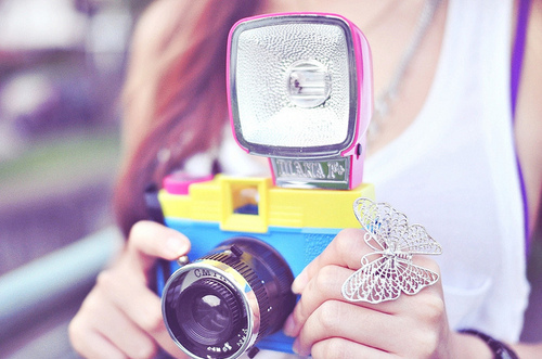 blue, butterfly and camera