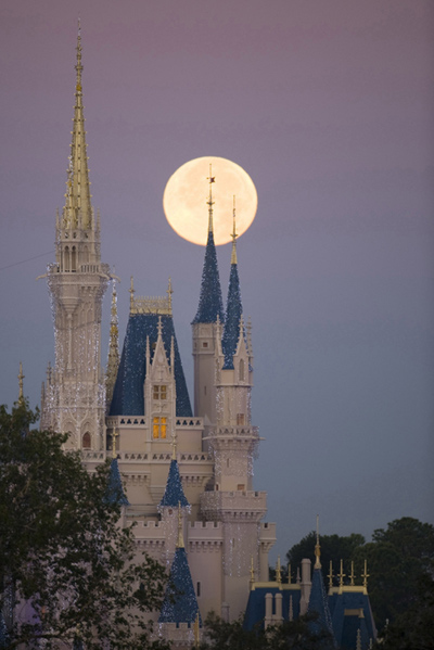 blue, castle, cinderella, disney, full moon