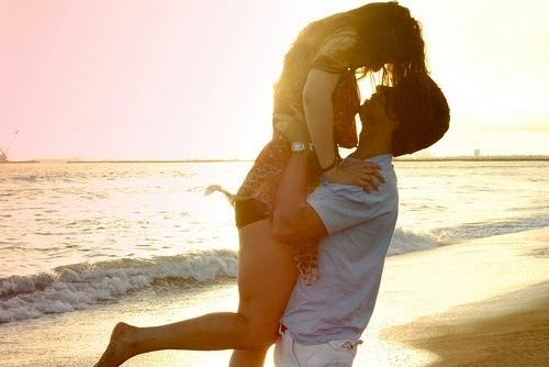 beach, couple, friends, hair, kiss