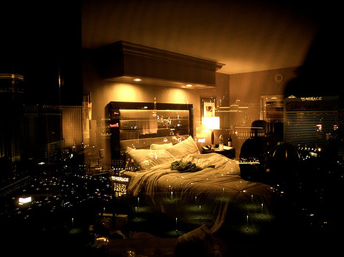 bed, lights and night