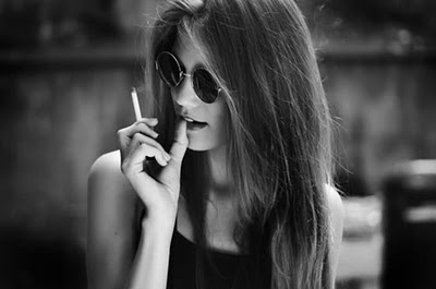 black and white,  cigarette and  girl