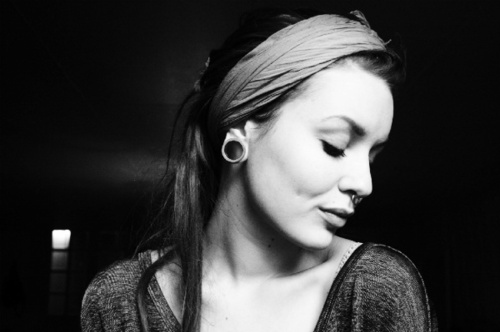 black and white, girl, hair, kaja, piercing