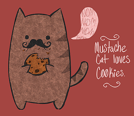 cat, cookie and mustache