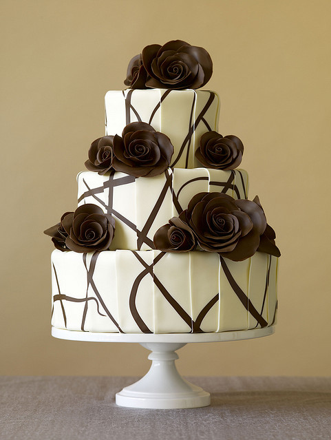 big, cake, chocolate, roses, tall