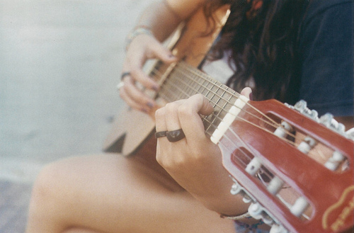 girl, guitar and hipster
