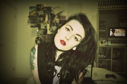black, black hair, girl, lipstick, makeup