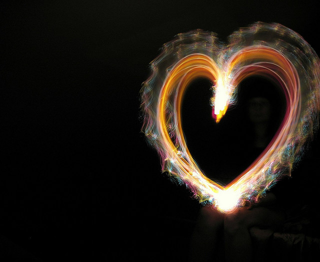 cute, heart and light