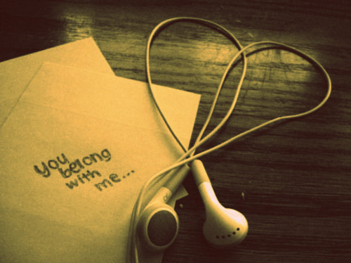 headphones, heart and love