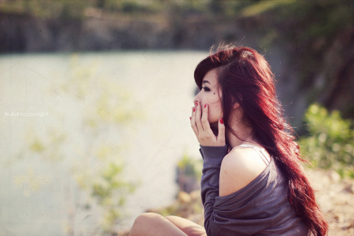 alone, girl and red hair