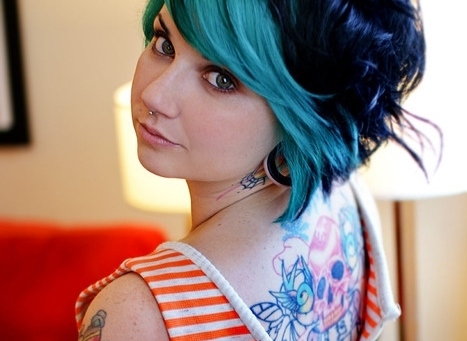 beautiful, blue eyes and blue hair