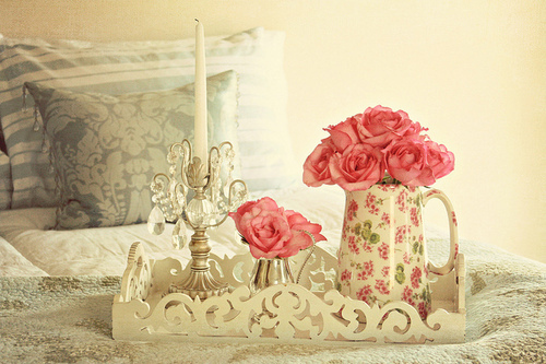 bed, flowers and pretty