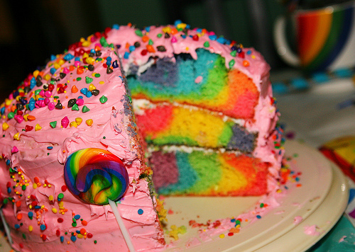 cake, lollypop and rainbow