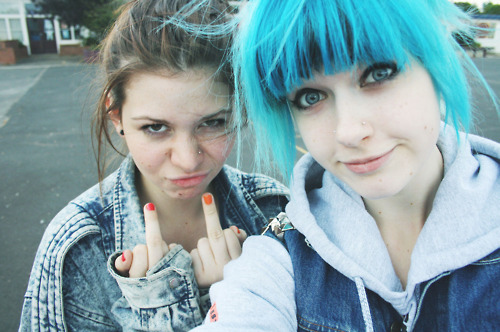Cute Dyed Hair Girls Nail Polish Teal Image 130834 On