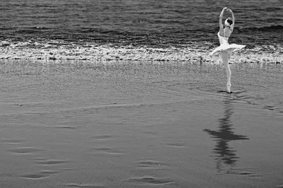 ballerina,  beach and  black and white