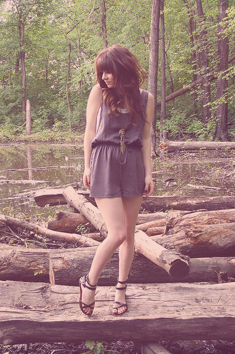 blue, fashion, forest, girl, jumpsuit