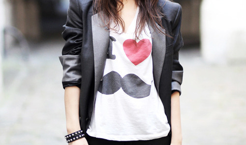 fashion,  girl and  moustache