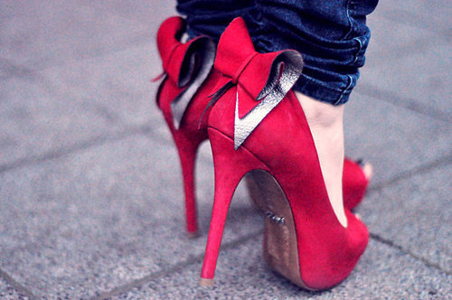 high heels, lace and red