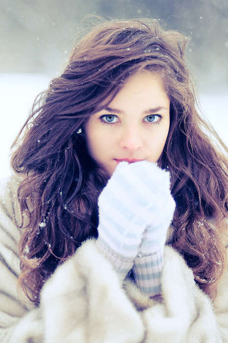 beautiful, girl and snow