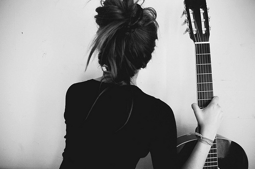 black and white, girl and guitar