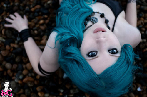 beautiful, blue and blue hair